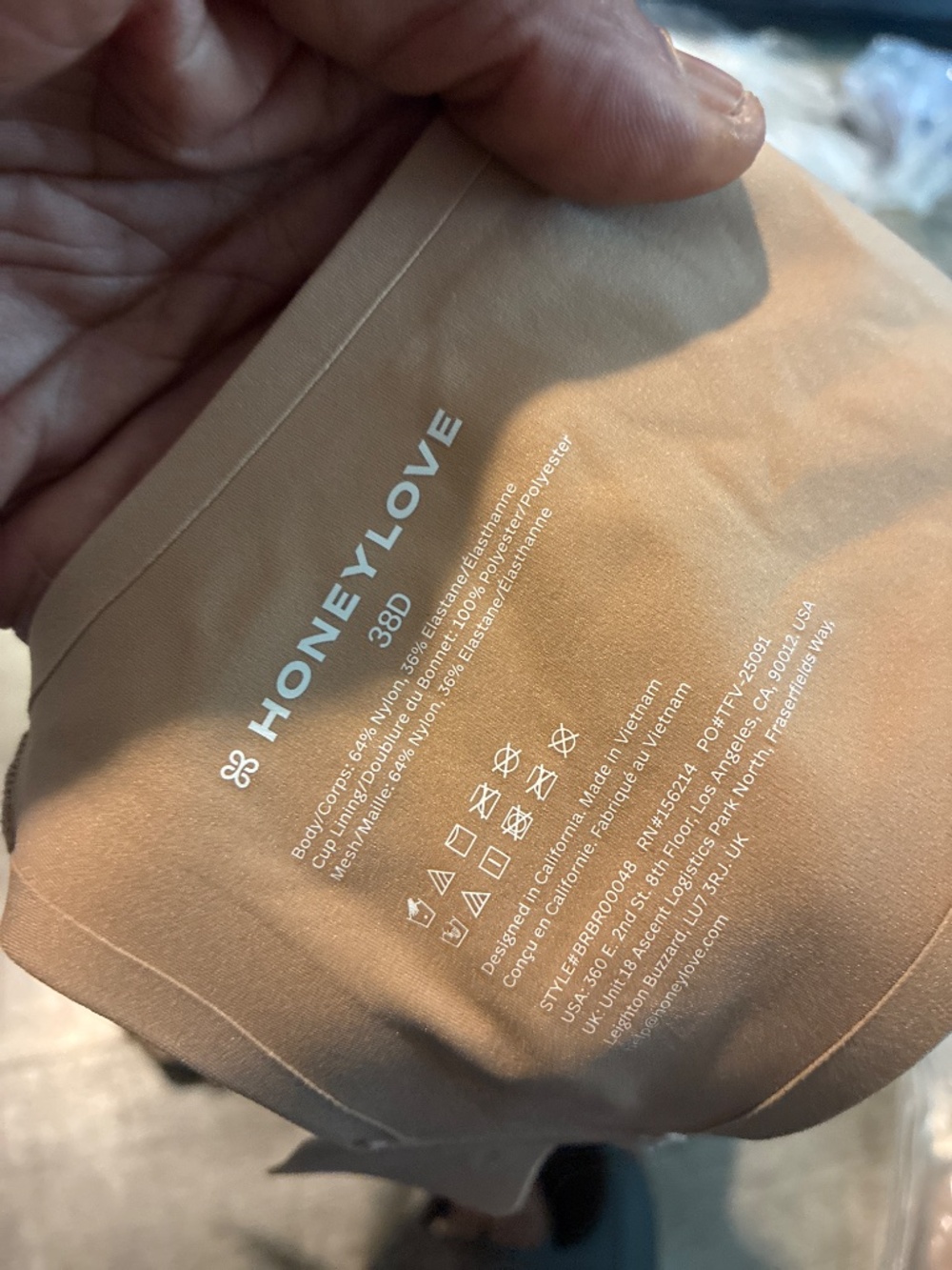 Women’s Honeylove Crossover V Neck Bra Sand New SZ 38D NWT - Picture 8 of 8